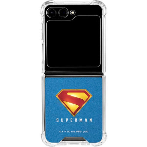 Superman 2025 Classic Superman Shield Emblem Galaxy Z Flip6 Clear Case